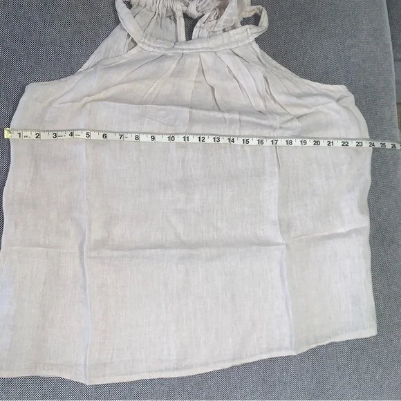 Bellambra-Linen Blouse with Bow tie in back  beige size Large#cotton tank top - Picture 5 of 7